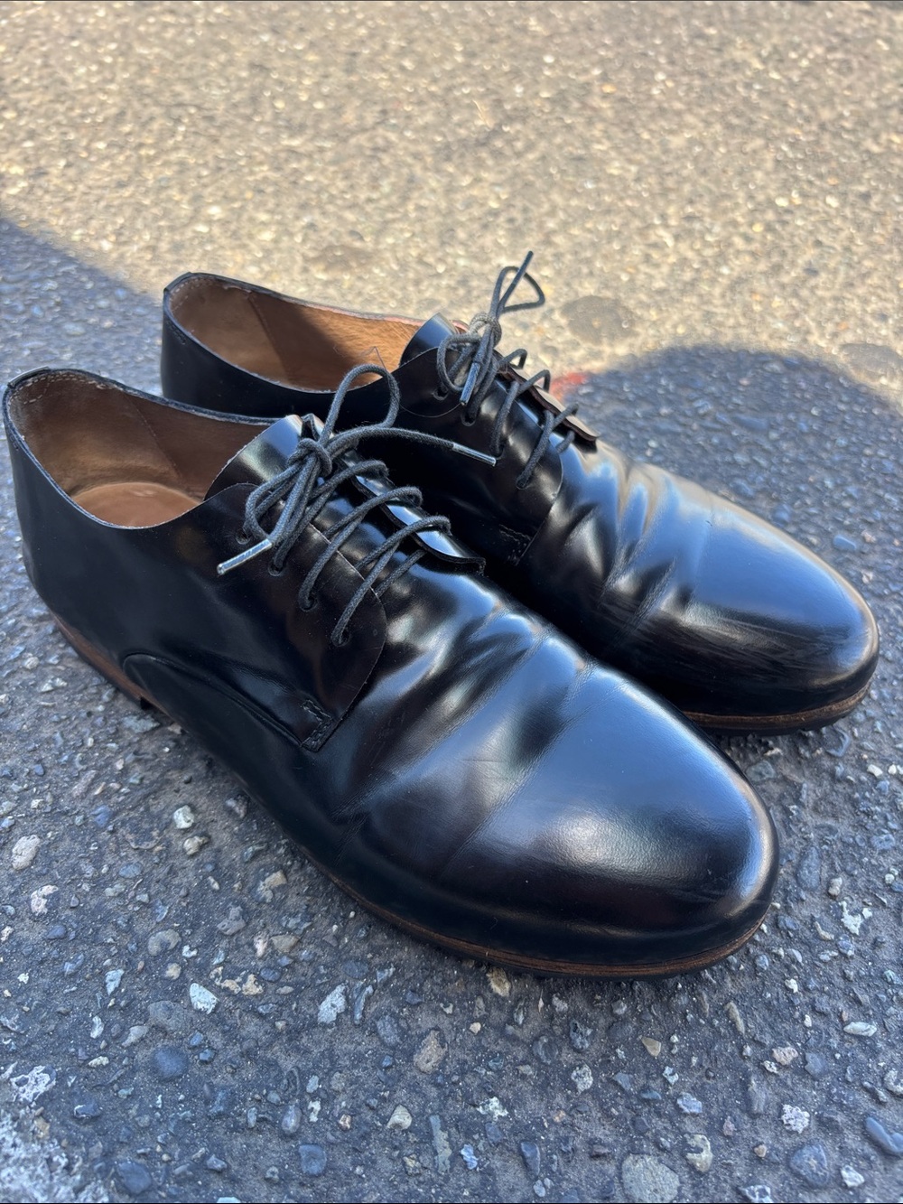 Marsell Black Leather Derby Oxfords